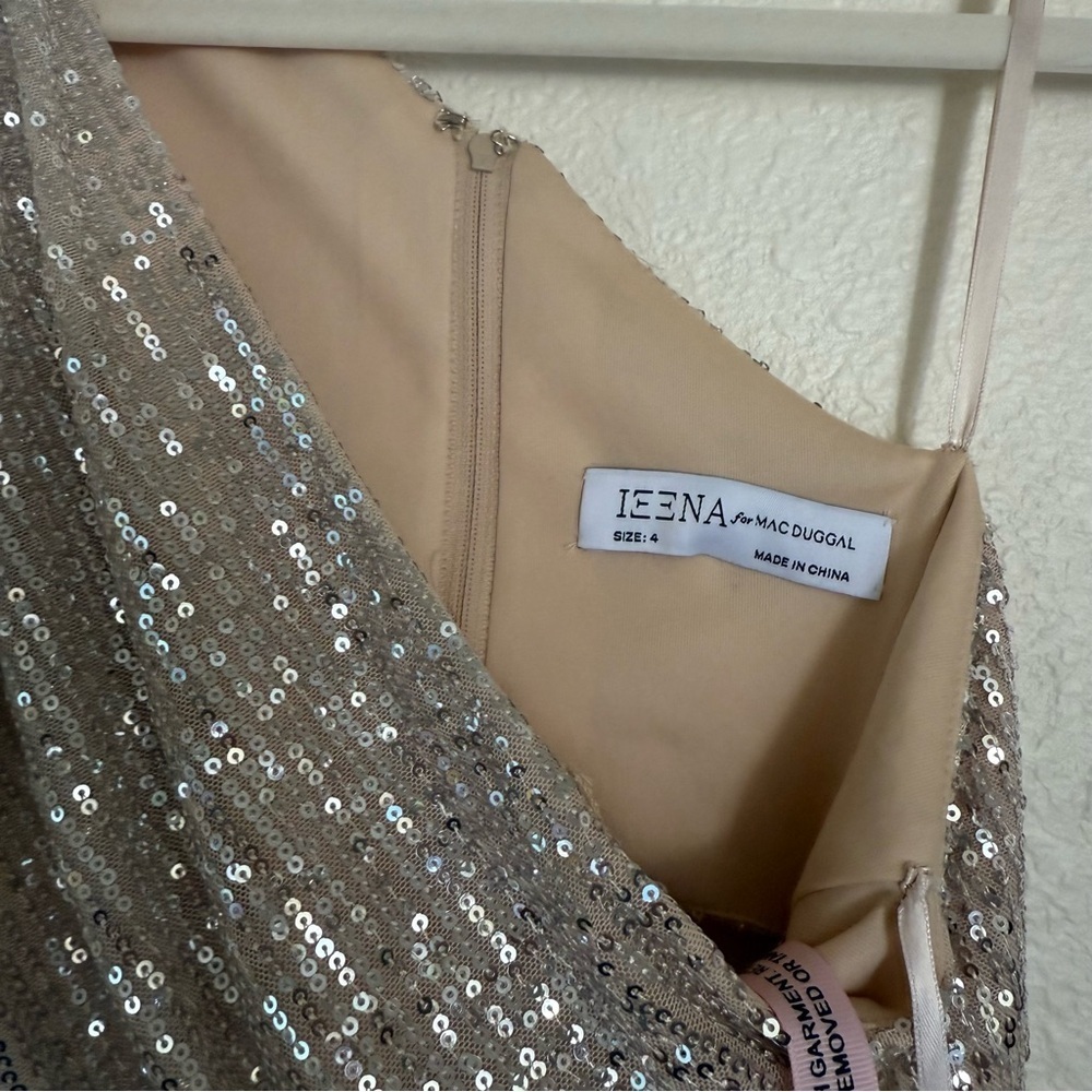 MAC DUGGAL Dress Size 4 Evening Gown Sequin NEW Cream One Shoulder Cut Out - Picture 7 of 12